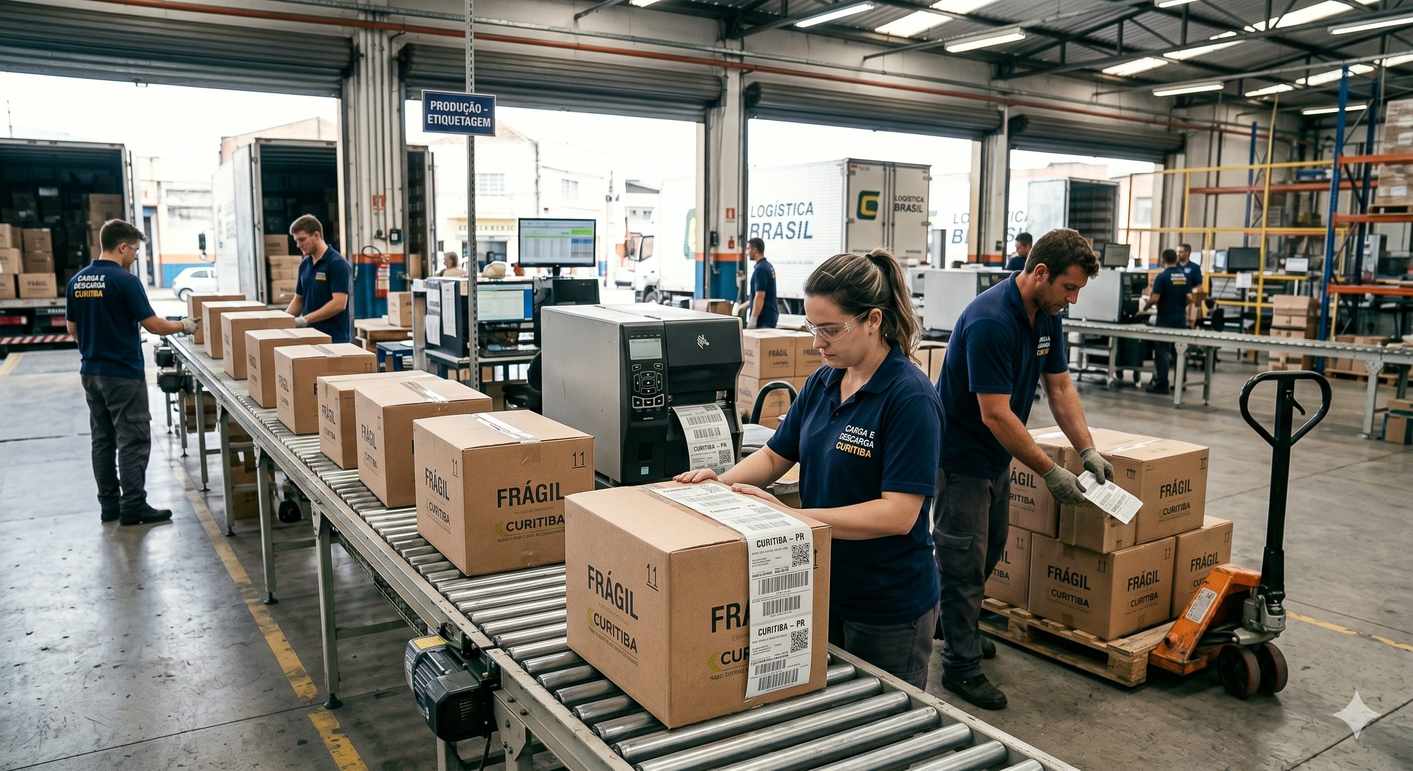 Equipe realizando carga e descarga em São José dos Pinhais